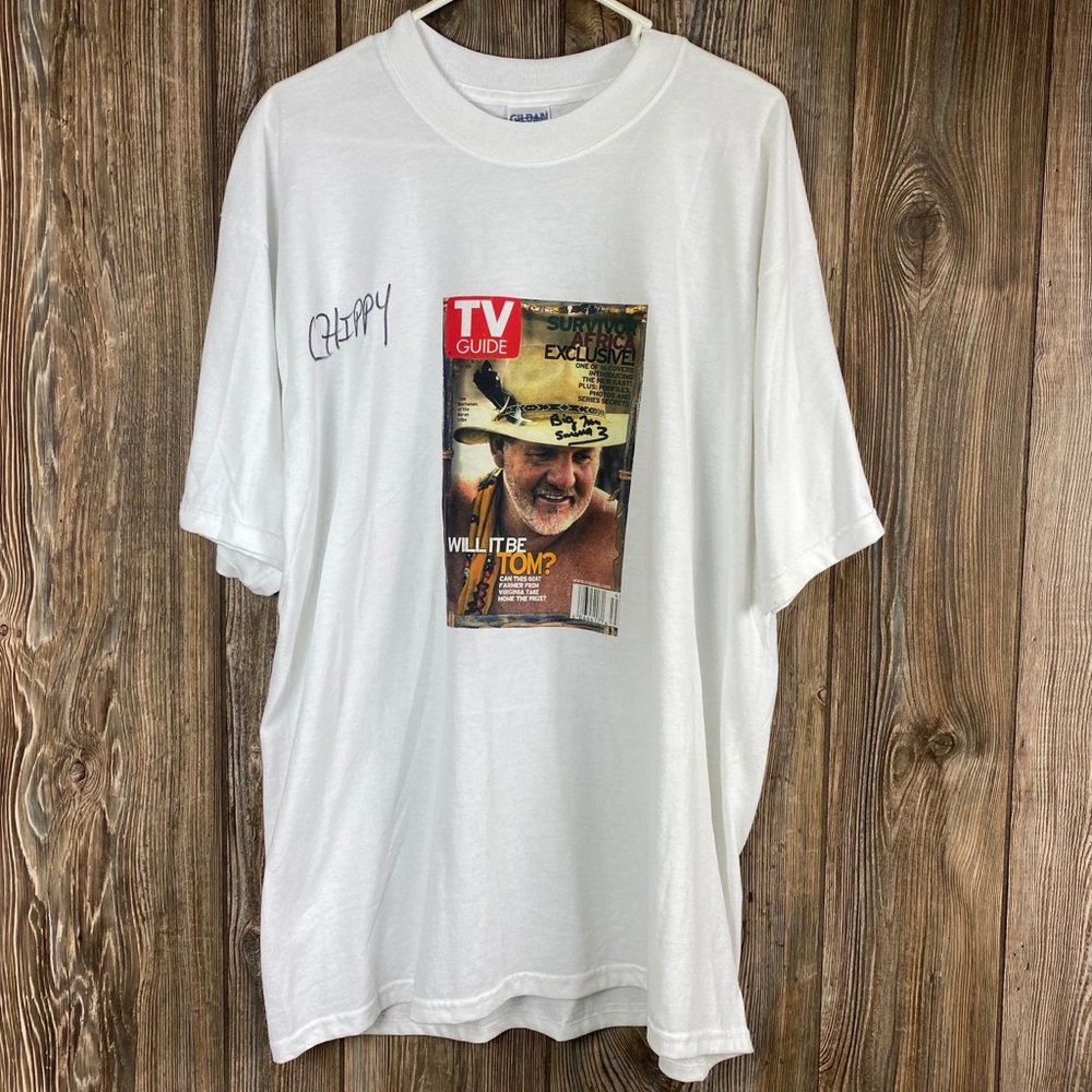 Big Tom Autographed Survivor TV Guide T Shirt